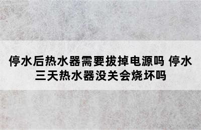 停水后热水器需要拔掉电源吗 停水三天热水器没关会烧坏吗